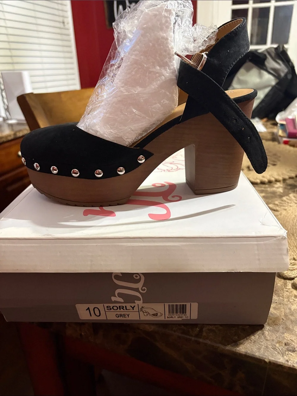 Black Suede Studded Platform Sandal